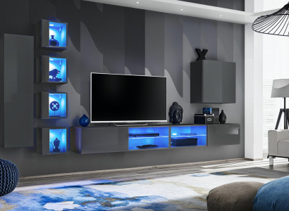 Luxury wall unit 3x wall cabinet furniture furnishings living room furniture black shelves